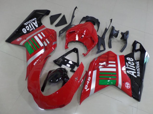 Alice mit Grün Ducati 848 1098 1198 2007-2014 Motorrad Verkleidungen Alice mit Grün Ducati 848 1098 1198 2007-2014 Motorrad Verkleidungen