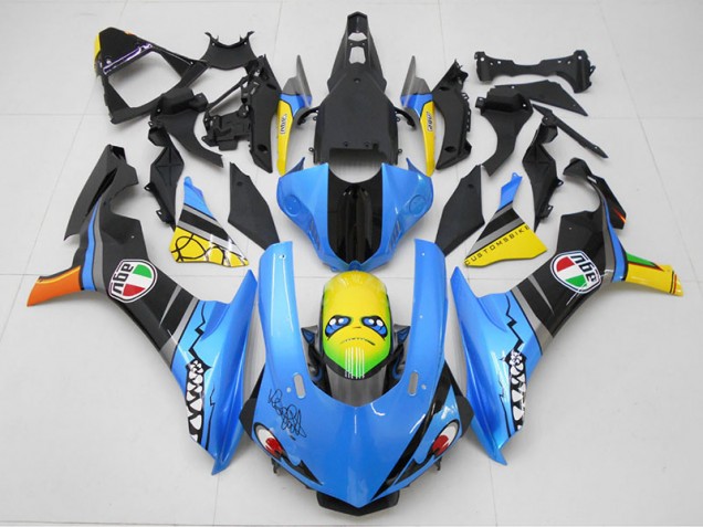 Blau Gelb Hai Yamaha R1 2015-2019 Motorrad Verkleidungen Blau Gelb Hai Yamaha R1 2015-2019 Motorrad Verkleidungen