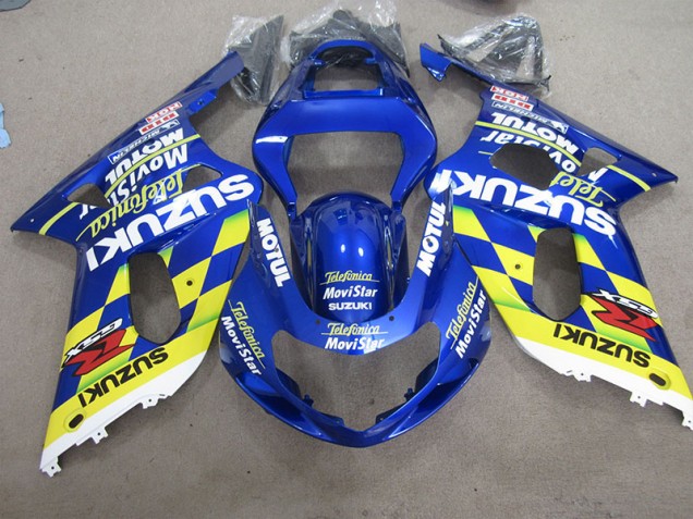 Blau Gelb Telefonia Movistar Suzuki GSXR 600 K1 K2 K3 2001-2003 Motorrad Verkleidungen Blau Gelb Telefonia Movistar Suzuki GSXR 600 K1 K2 K3 2001-2003 Motorrad Verkleidungen