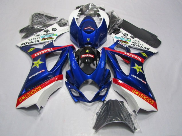 Blau Rot Rockstar Suzuki GSXR 1000 K7 2007-2008 Motorrad Verkleidungen Blau Rot Rockstar Suzuki GSXR 1000 K7 2007-2008 Motorrad Verkleidungen