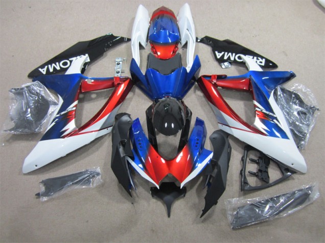 Blau Rot Weiß Suzuki GSXR 600 K8 2008-2010 Motorrad Verkleidungen Blau Rot Weiß Suzuki GSXR 600 K8 2008-2010 Motorrad Verkleidungen