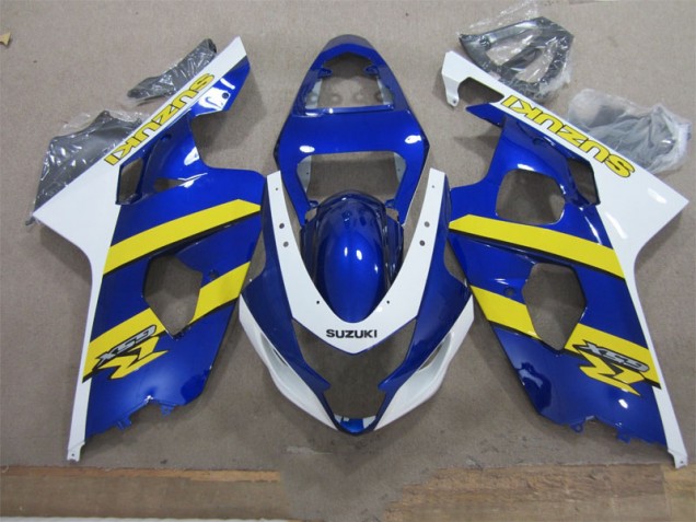 Blau Weiß Gelb Suzuki GSXR 600 K4 2004-2005 Motorrad Verkleidungen Blau Weiß Gelb Suzuki GSXR 600 K4 2004-2005 Motorrad Verkleidungen