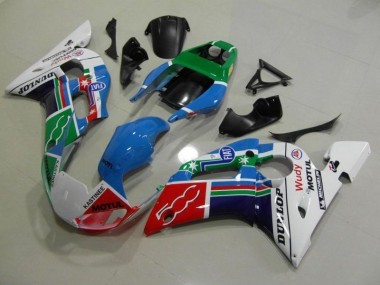 Blau Weiß Grün Rot Wudy Motul Dunlop Yamaha R6 1998-2002 Motorrad Verkleidungen