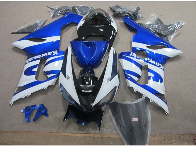Blau Weiß Kawasaki ZX6R 2005-2006 Motorrad Verkleidung Blau Weiß Kawasaki ZX6R 2005-2006 Motorrad Verkleidung