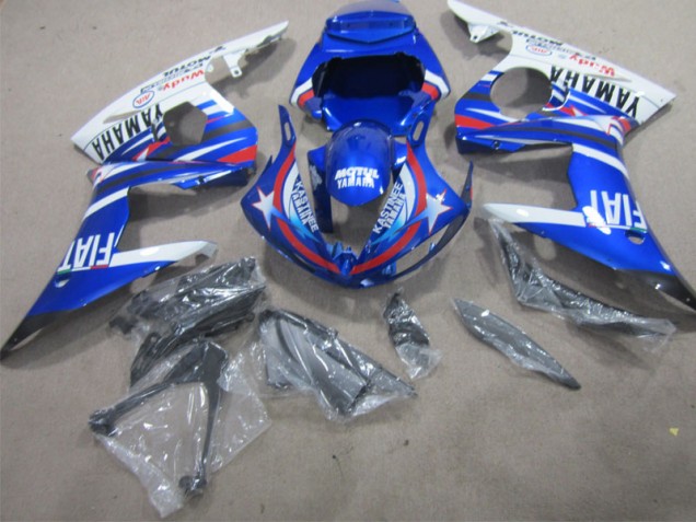 Blau Weiß Motul Fiat Yamaha R1 2002-2003 Motorrad Verkleidung Blau Weiß Motul Fiat Yamaha R1 2002-2003 Motorrad Verkleidung