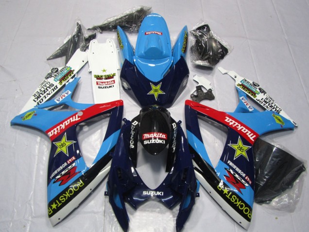 Blau Weiß Rockstar Makita Suzuki GSXR 600 K6 2006-2007 Motorrad Verkleidungen Blau Weiß Rockstar Makita Suzuki GSXR 600 K6 2006-2007 Motorrad Verkleidungen