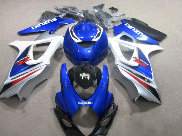 Blau Weiß Suzuki GSXR 1000 K7 2007-2008 Motorrad Verkleidungen Komplett Sets Blau Weiß Suzuki GSXR 1000 K7 2007-2008 Motorrad Verkleidungen Komplett Sets