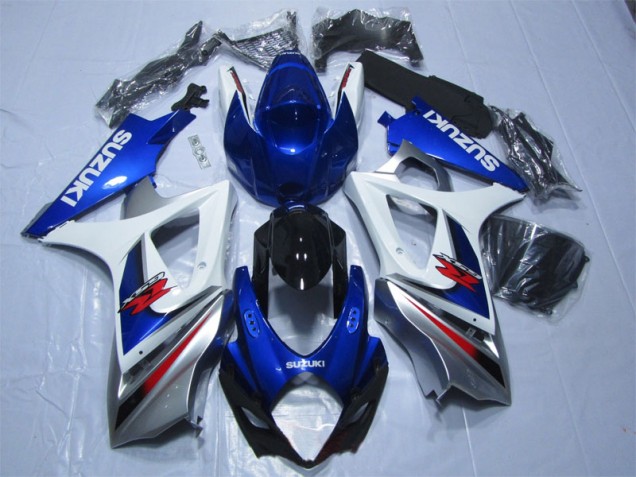Blau Weiß Suzuki GSXR 1000 K7 2007-2008 Motorrad Verkleidungen & Plastik Blau Weiß Suzuki GSXR 1000 K7 2007-2008 Motorrad Verkleidungen & Plastik