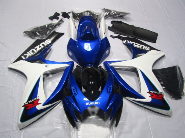 Blau Weiß Suzuki GSXR 600 K6 2006-2007 Motorrad Verkleidungen Blau Weiß Suzuki GSXR 600 K6 2006-2007 Motorrad Verkleidungen