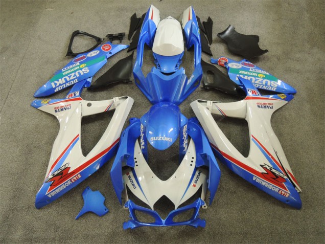 Blau Weiß mit Aufklebern Suzuki GSXR 600 K8 2008-2010 Motorrad Verkleidungen Blau Weiß mit Aufklebern Suzuki GSXR 600 K8 2008-2010 Motorrad Verkleidungen