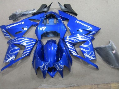 Blau Weiße Flamme Kawasaki ZX10R 2003-2005 Motorrad Verkleidung