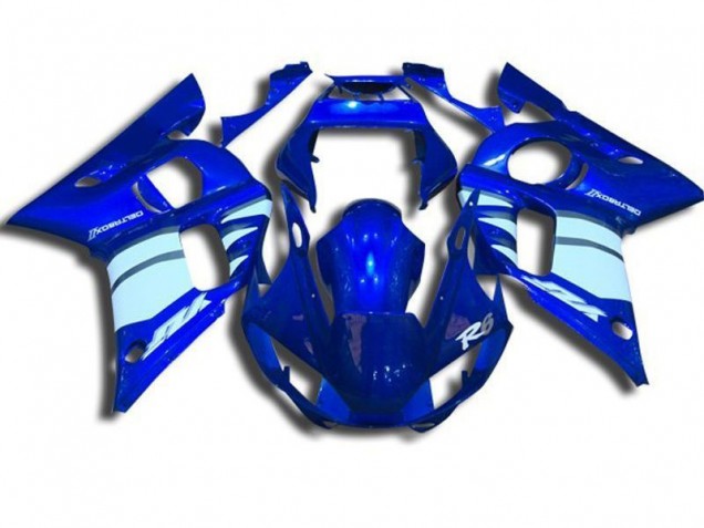 Blau und Weiß Yamaha R6 1998-2002 Motorrad Verkleidungen Blau und Weiß Yamaha R6 1998-2002 Motorrad Verkleidungen