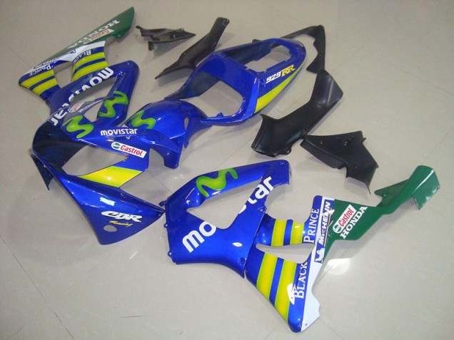 Blaus Movistar Castrol Honda CBR 900 RR 929 2000-2001 Motorrad Verkleidungen Blaus Movistar Castrol Honda CBR 900 RR 929 2000-2001 Motorrad Verkleidungen