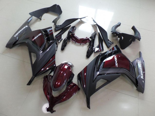 Dunkel rot und Grau Kawasaki ZX 300R 2013-2016 Motorrad Verkleidungen Dunkel rot und Grau Kawasaki ZX 300R 2013-2016 Motorrad Verkleidungen