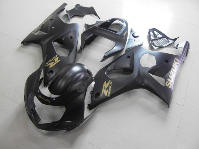 Ganz Matt Schwarz mit goldenem Aufkleber Suzuki GSXR 1000 K1 2000-2002 Motorrad Verkleidungen Ganz Matt Schwarz mit goldenem Aufkleber Suzuki GSXR 1000 K1 2000-2002 Motorrad Verkleidungen
