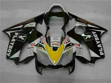 Gelb Silber Schwarz Playboy Honda CBR 600 F4i 2001-2003 Motorrad Verkleidungen