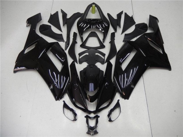 Glänzend Schwarz Kawasaki ZX6R 2007-2008 Motorrad Verkleidung Glänzend Schwarz Kawasaki ZX6R 2007-2008 Motorrad Verkleidung