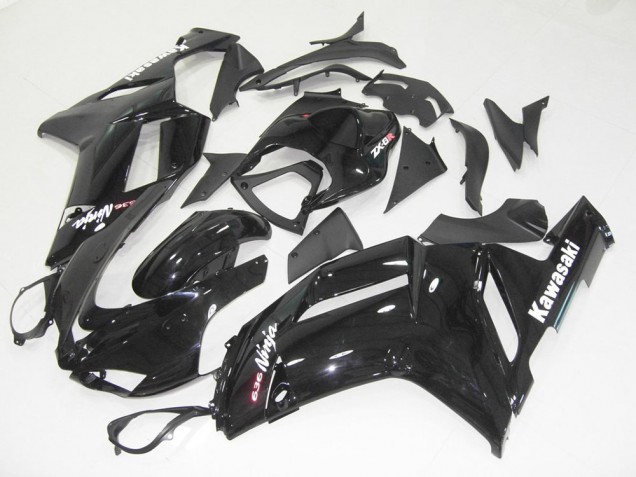 Glänzend Schwarz Kawasaki ZX6R 2007-2008 Motorrad Verkleidungen Glänzend Schwarz Kawasaki ZX6R 2007-2008 Motorrad Verkleidungen