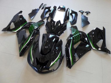 Glänzend Schwarz mit Grün Linie Kawasaki ZX14R ZZR 1400 2006-2011 Motorrad Verkleidungen