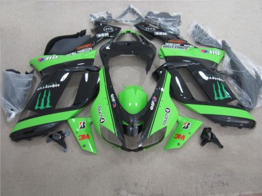 Grün Schwarz 3M Monster Kawasaki ZX6R 2007-2008 Motorrad Verkleidungen