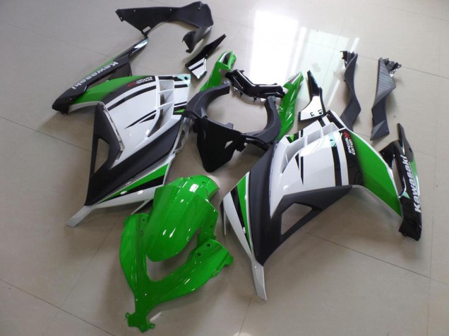 Grün Schwarz und Weiß Kawasaki ZX 300R 2013-2016 Motorrad Verkleidungen Grün Schwarz und Weiß Kawasaki ZX 300R 2013-2016 Motorrad Verkleidungen