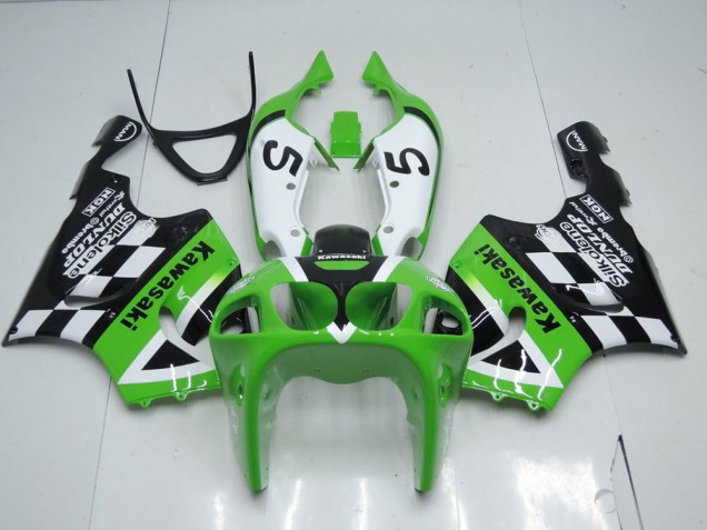 Grün Schwarz und Weiß Kawasaki ZX7R 1996-2003 Motorrad Verkleidungen Grün Schwarz und Weiß Kawasaki ZX7R 1996-2003 Motorrad Verkleidungen