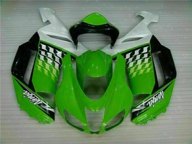 Grüner Weißer Ninja Kawasaki ZX6R 2007-2008 Motorrad Verkleidungen