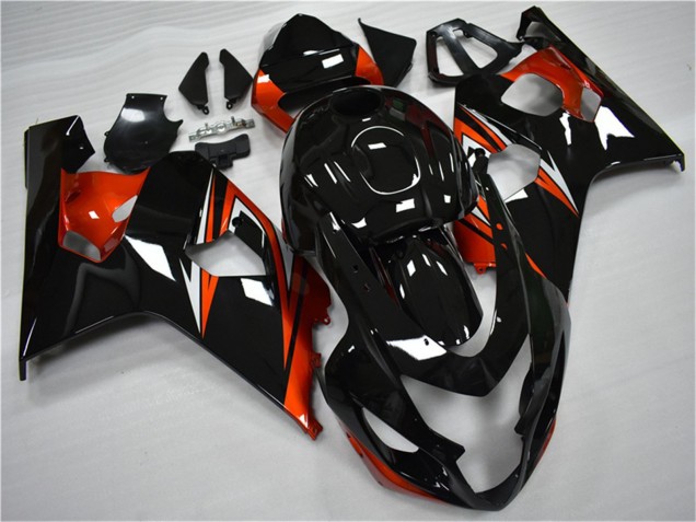 Billige Suzuki GSXR 600/750 Motorrad Verkleidung 2004-2005 - Glanzendes Schwarz Rot Streifen