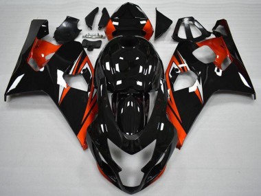 Billige Suzuki GSXR 600/750 Motorrad Verkleidung 2004-2005 - Glanzendes Schwarz Rot Streifen