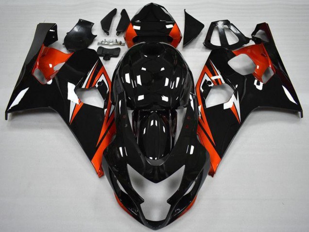 Billige Suzuki GSXR 600/750 Motorrad Verkleidung 2004-2005 - Glanzendes Schwarz Rot Streifen