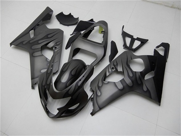Billige Suzuki GSXR 600/750 Motorrad Verkleidung 2004-2005 - Grau Schwarz Flamme