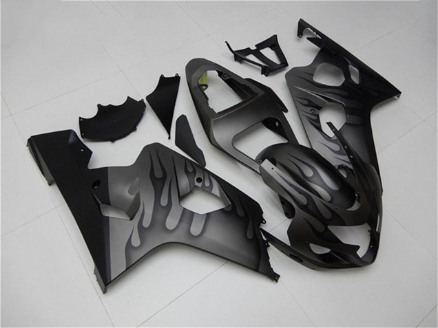 Billige Suzuki GSXR 600/750 Motorrad Verkleidung 2004-2005 - Grau Schwarz Flamme