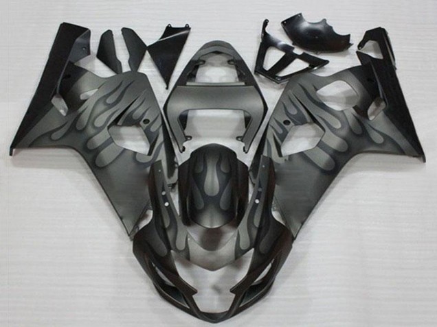 Billige Suzuki GSXR 600/750 Motorrad Verkleidung 2004-2005 - Grau Schwarz Flamme