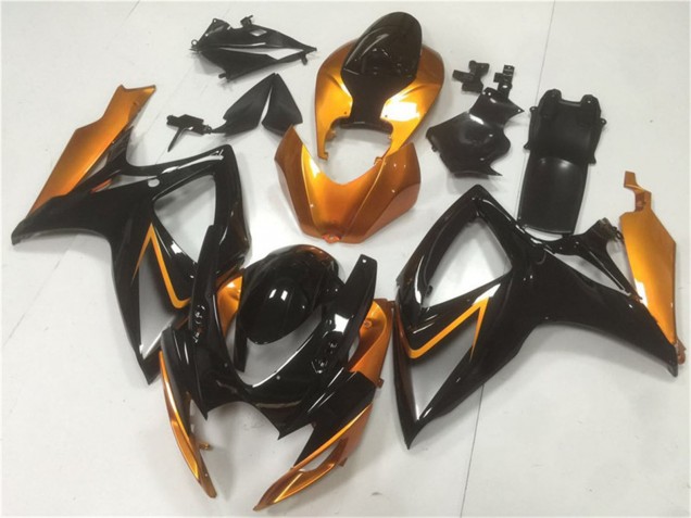 Billige Suzuki GSXR 600/750 Motorrad Verkleidung 2006-2007 - Orange Glanzendes Schwarz