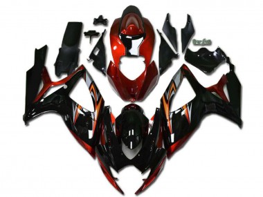 Billige Suzuki GSXR 600/750 Motorrad Verkleidung 2006-2007 - Orange Silber Glanzendes Schwarz Streifen