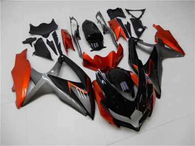 Billige Suzuki GSXR 600/750 Motorrad Verkleidung 2008-2010 - Orange Grau Glanzendes Schwarz