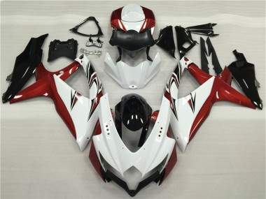 Billige Suzuki GSXR 600/750 Motorrad Verkleidung 2008-2010 - Weiss Rot Glanzendes Schwarz