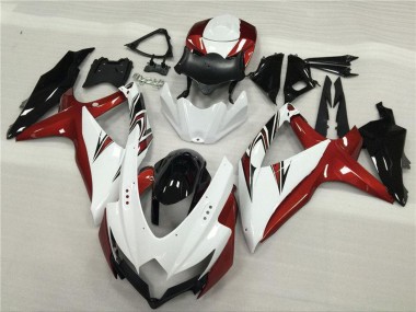 Billige Suzuki GSXR 600/750 Motorrad Verkleidung 2008-2010 - Weiss Rot Glanzendes Schwarz