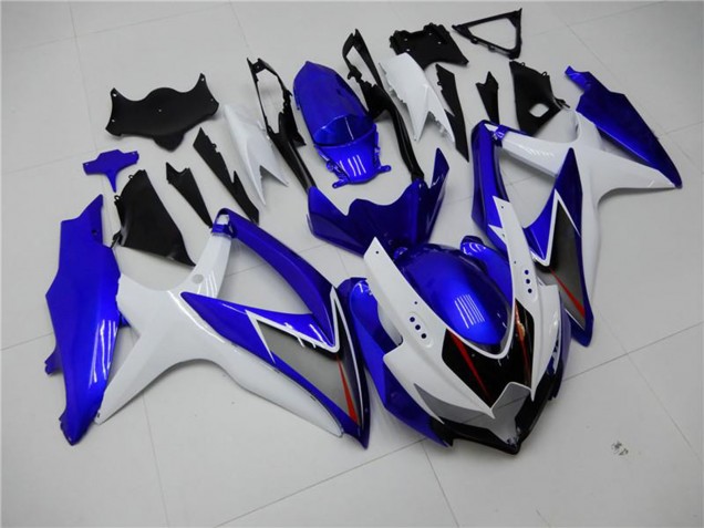 Billige Suzuki GSXR 600/750 Motorrad Verkleidung 2008-2010 - Weiss Blau Schwarz Rot Linie