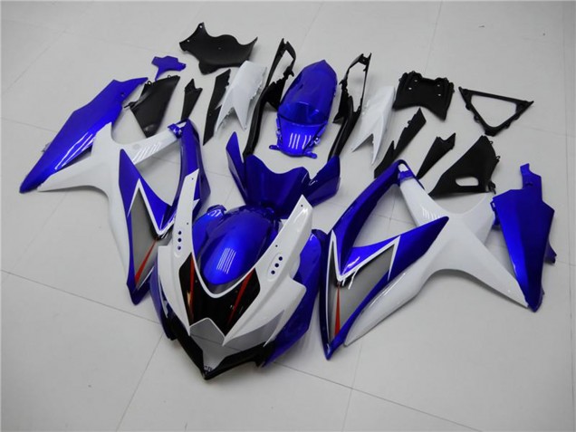 Billige Suzuki GSXR 600/750 Motorrad Verkleidung 2008-2010 - Weiss Blau Schwarz Rot Linie