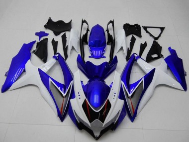 Billige Suzuki GSXR 600/750 Motorrad Verkleidung 2008-2010 - Weiss Blau Schwarz Rot Linie