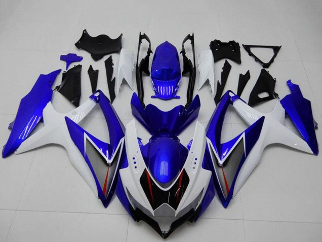 Billige Suzuki GSXR 600/750 Motorrad Verkleidung 2008-2010 - Weiss Blau Schwarz Rot Linie