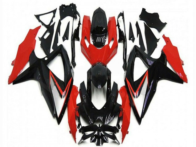 Billige Suzuki GSXR 600/750 Motorrad Verkleidung 2008-2010 - Rot Glanzendes Schwarz Streifen