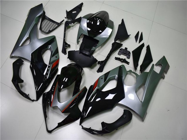 Billige Suzuki GSXR 1000 Motorrad Verkleidung 2005-2006 - Glanzendes Schwarz Silber