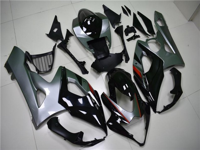 Billige Suzuki GSXR 1000 Motorrad Verkleidung 2005-2006 - Glanzendes Schwarz Silber