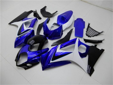 Billige Suzuki GSXR 1000 Motorrad Verkleidung 2007-2008 - Weiss Blau Schwarz Kein Aufkleber