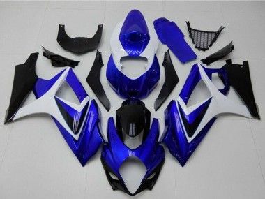 Billige Suzuki GSXR 1000 Motorrad Verkleidung 2007-2008 - Weiss Blau Schwarz Kein Aufkleber