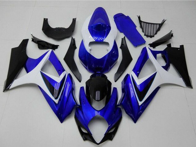 Billige Suzuki GSXR 1000 Motorrad Verkleidung 2007-2008 - Weiss Blau Schwarz Kein Aufkleber