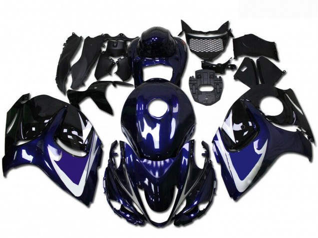 Billige Suzuki GSXR 1300 Hayabusa Motorrad Verkleidung 2008-2020 - Glanzendes Schwarz Blau Weiss