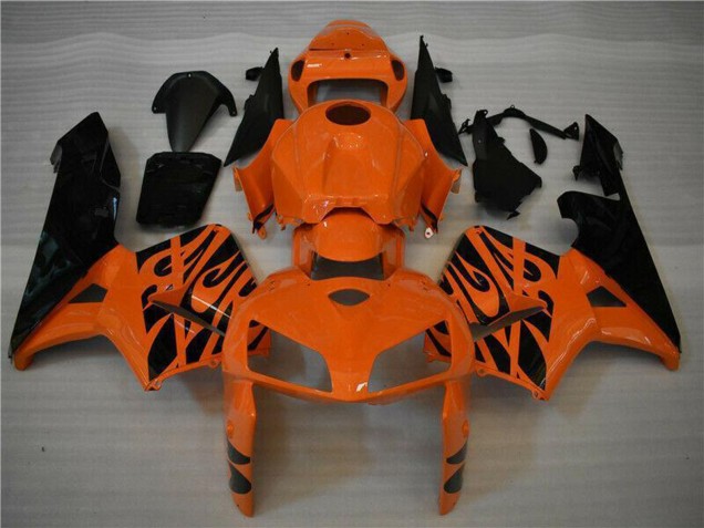 Billige Honda CBR600RR Motorrad Verkleidung 2005-2006 - Orange Schwarz Flamme